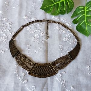 Bronze tone chunky collar statement necklace